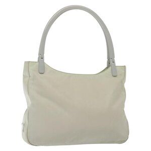 Authentic PRADA Shoulder Bag Nylon Ivory Silver
